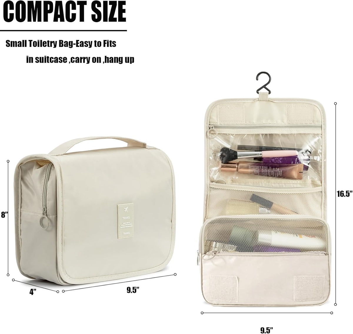 Hanging Travel Toiletry Bag Women's Cosmetic Organizer Makeup Pouch Men's Shaving Kits With Handle (Yellow Lemon)