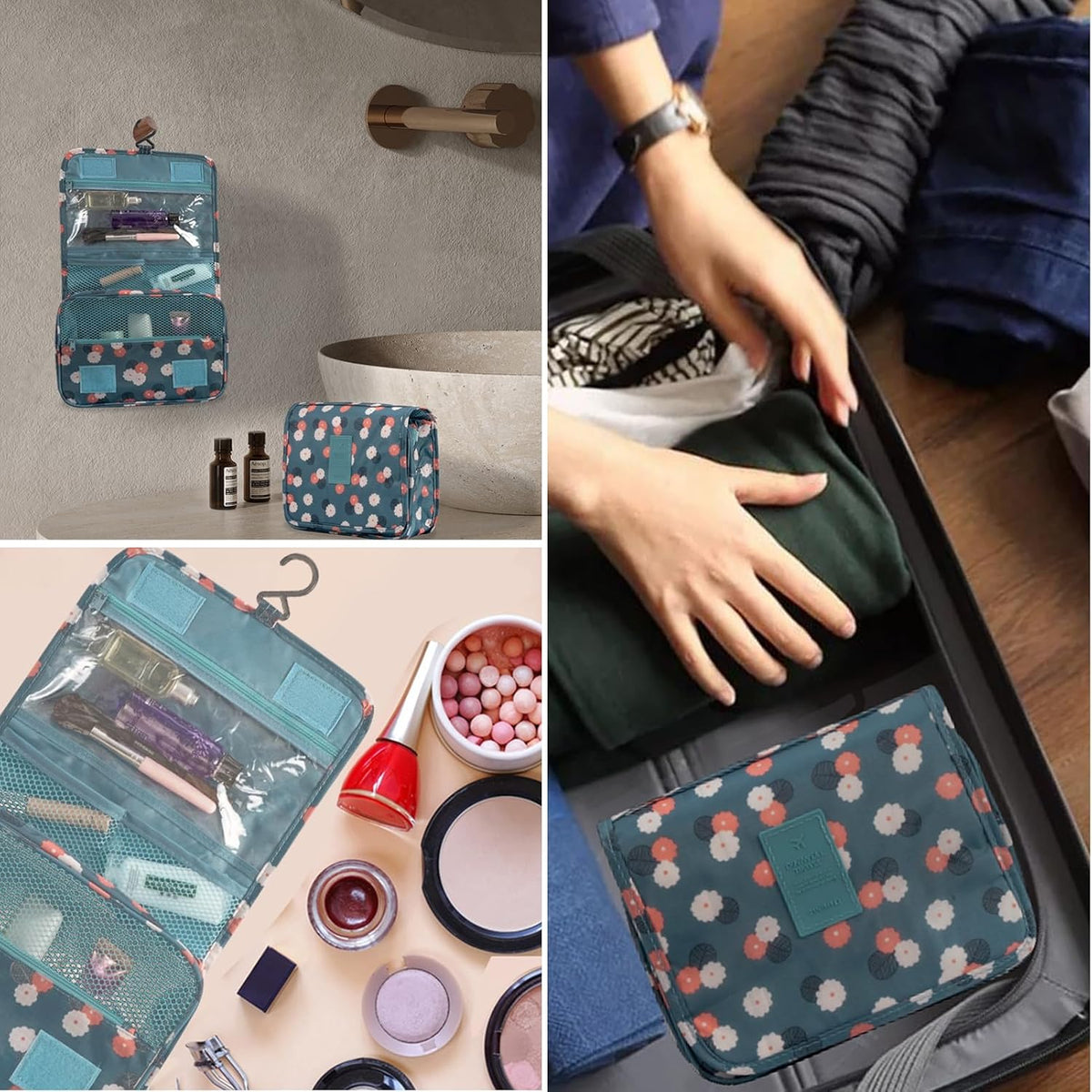 Hanging Travel Toiletry Bag Women's Cosmetic Organizer Makeup Pouch Men's Shaving Kits With Handle (Yellow Lemon)
