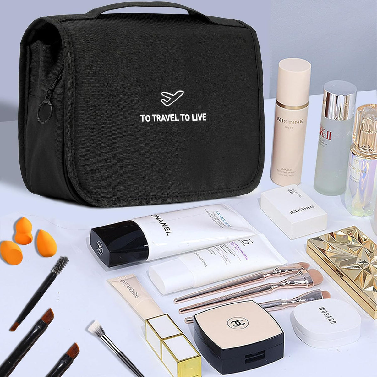 Hanging Travel Toiletry Bag Women's Cosmetic Organizer Makeup Pouch Men's Shaving Kits With Handle (Yellow Lemon)