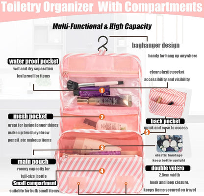 Hanging Travel Toiletry Bag Women's Cosmetic Organizer Makeup Pouch Men's Shaving Kits With Handle (Yellow Lemon)
