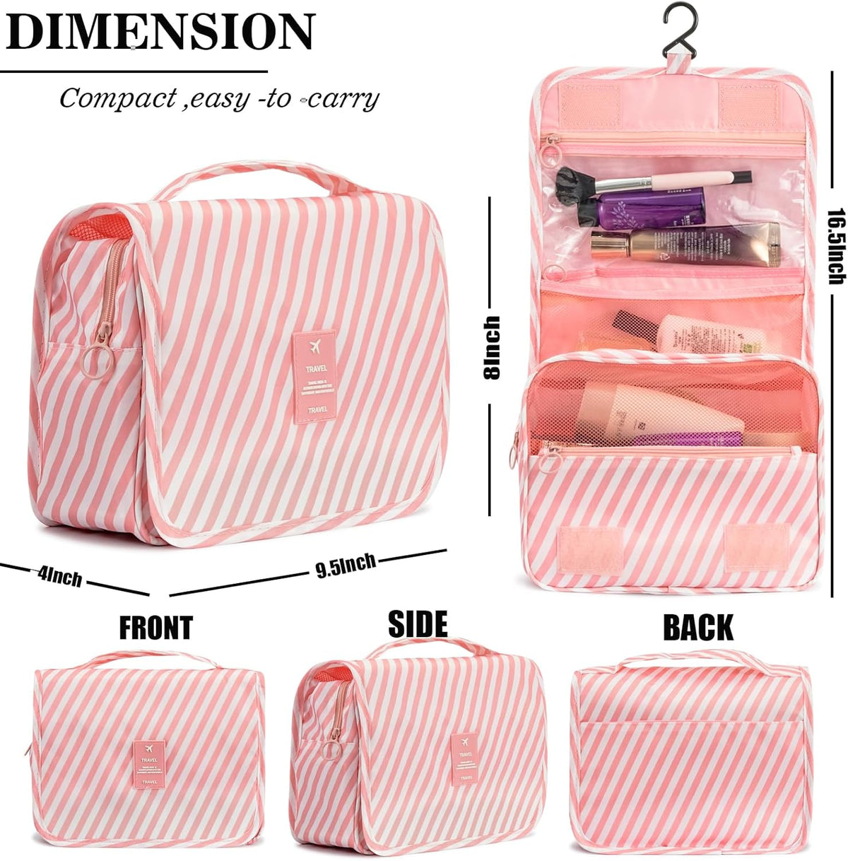 Hanging Travel Toiletry Bag Women's Cosmetic Organizer Makeup Pouch Men's Shaving Kits With Handle (Yellow Lemon)