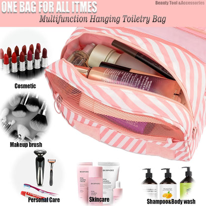 Hanging Travel Toiletry Bag Women's Cosmetic Organizer Makeup Pouch Men's Shaving Kits With Handle (Yellow Lemon)