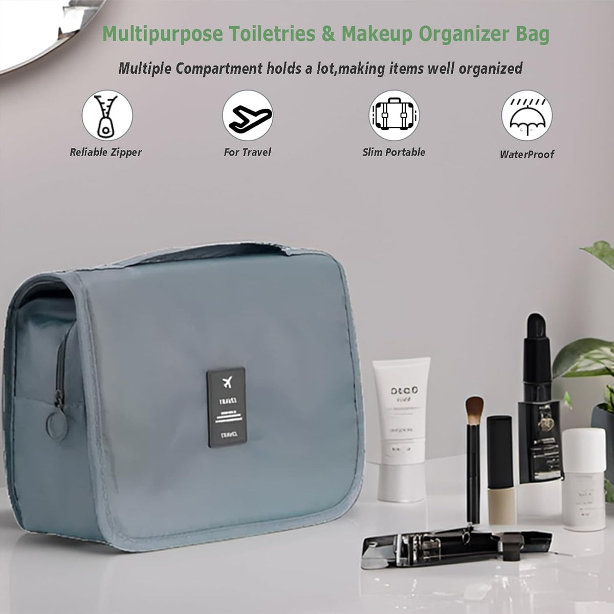 Hanging Travel Toiletry Bag Women's Cosmetic Organizer Makeup Pouch Men's Shaving Kits With Handle (Yellow Lemon)