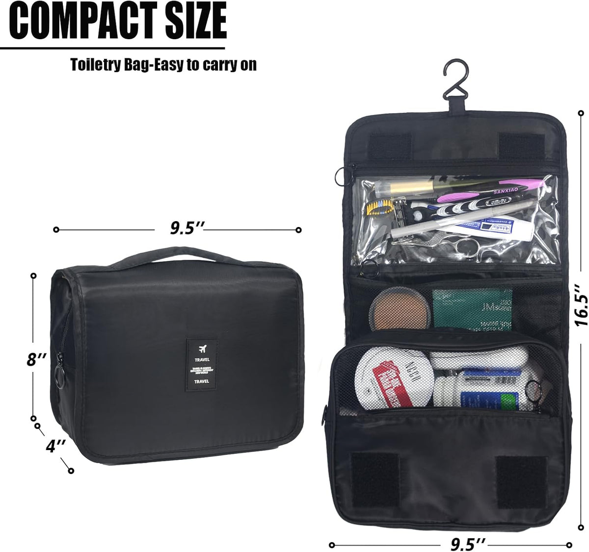 Hanging Travel Toiletry Bag Women's Cosmetic Organizer Makeup Pouch Men's Shaving Kits With Handle (Yellow Lemon)