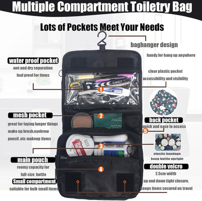 Hanging Travel Toiletry Bag Women's Cosmetic Organizer Makeup Pouch Men's Shaving Kits With Handle (Yellow Lemon)
