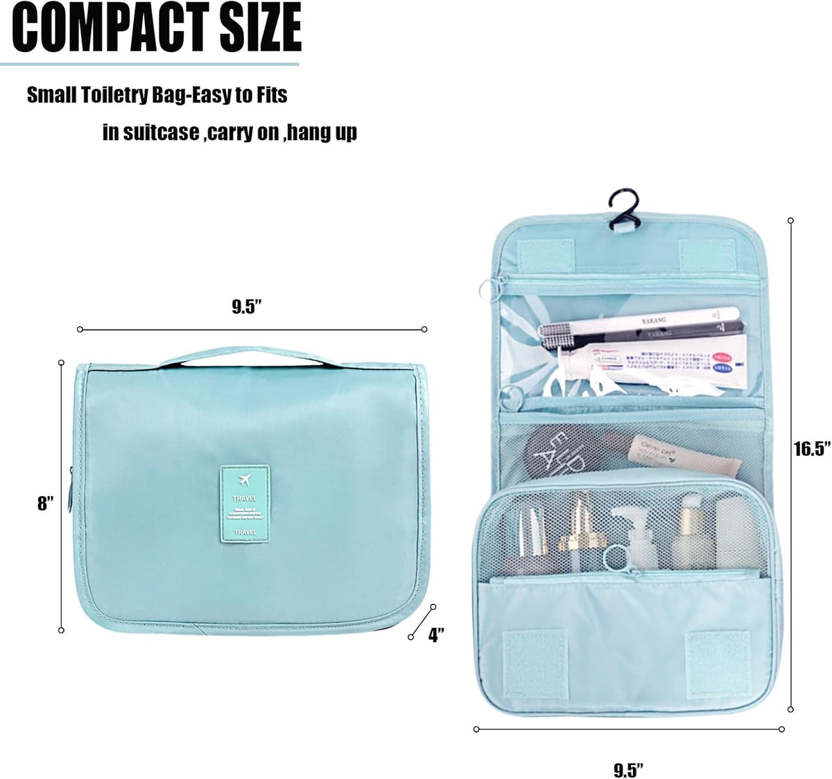Hanging Travel Toiletry Bag Women's Cosmetic Organizer Makeup Pouch Men's Shaving Kits With Handle (Yellow Lemon)