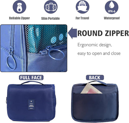 Hanging Travel Toiletry Bag Women's Cosmetic Organizer Makeup Pouch Men's Shaving Kits With Handle (Yellow Lemon)