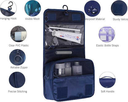 Hanging Travel Toiletry Bag Women's Cosmetic Organizer Makeup Pouch Men's Shaving Kits With Handle (Yellow Lemon)