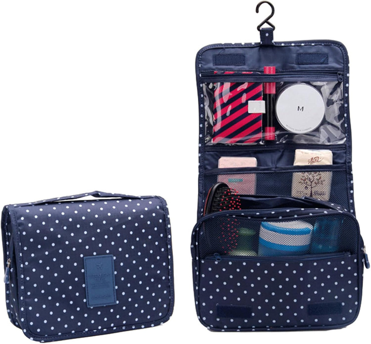 Hanging Travel Toiletry Bag Women's Cosmetic Organizer Makeup Pouch Men's Shaving Kits With Handle (Yellow Lemon)