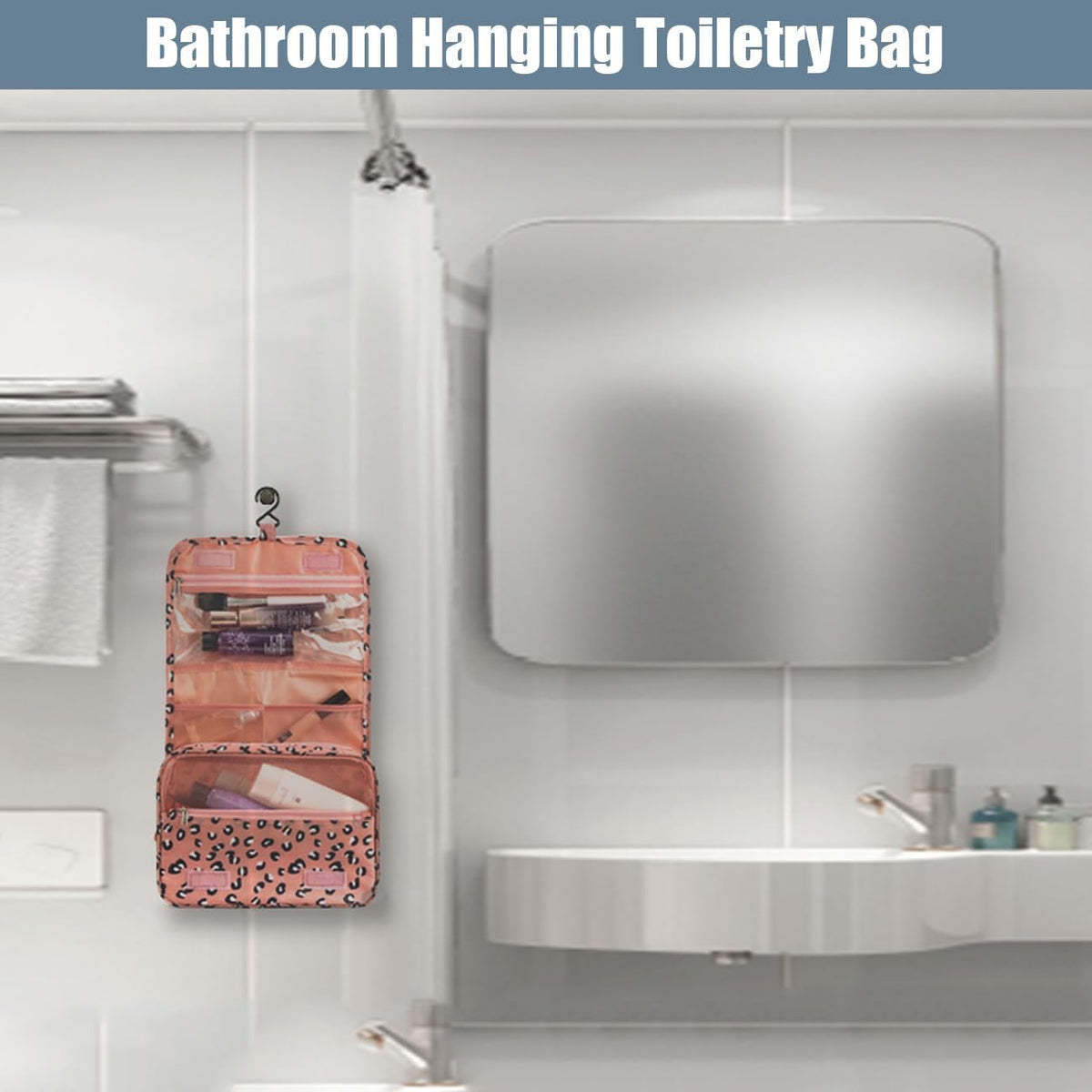 Hanging Travel Toiletry Bag Women's Cosmetic Organizer Makeup Pouch Men's Shaving Kits With Handle (Yellow Lemon)