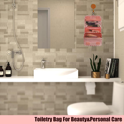 Hanging Travel Toiletry Bag Women's Cosmetic Organizer Makeup Pouch Men's Shaving Kits With Handle (Yellow Lemon)