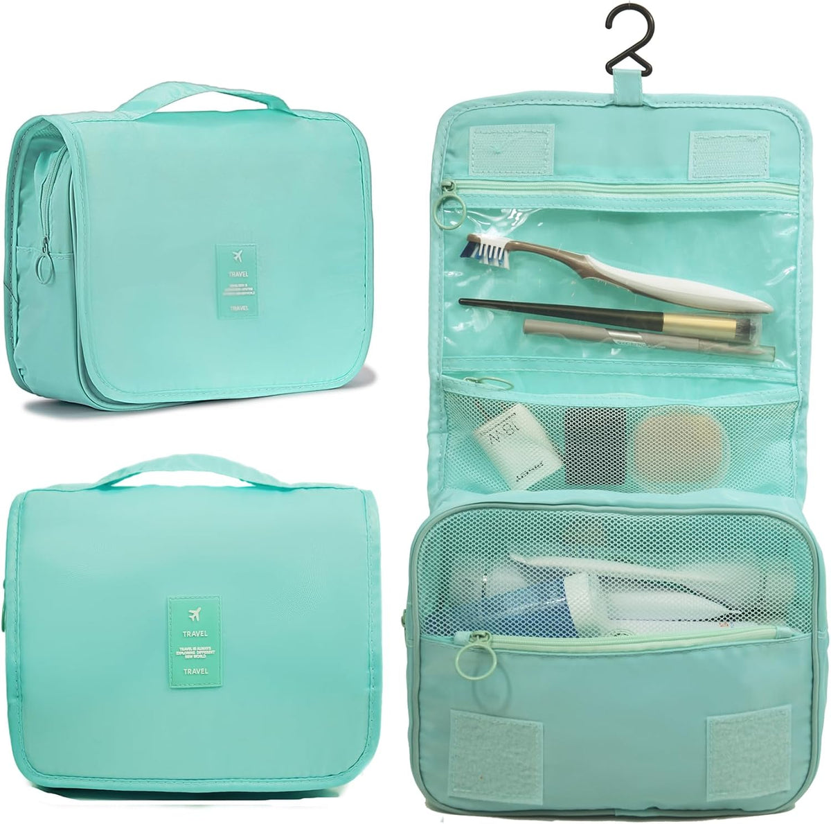Hanging Travel Toiletry Bag Women's Cosmetic Organizer Makeup Pouch Men's Shaving Kits With Handle (Yellow Lemon)