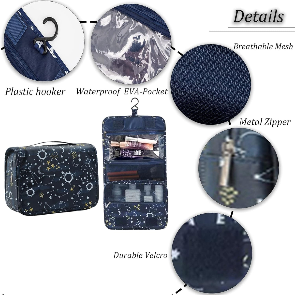 Hanging Travel Toiletry Bag Women's Cosmetic Organizer Makeup Pouch Men's Shaving Kits With Handle (Yellow Lemon)