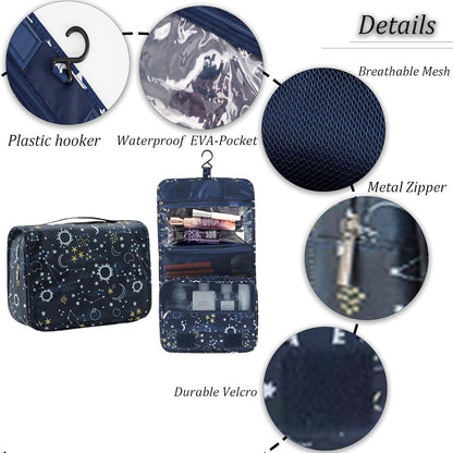 Hanging Travel Toiletry Bag Women's Cosmetic Organizer Makeup Pouch Men's Shaving Kits With Handle (Yellow Lemon)