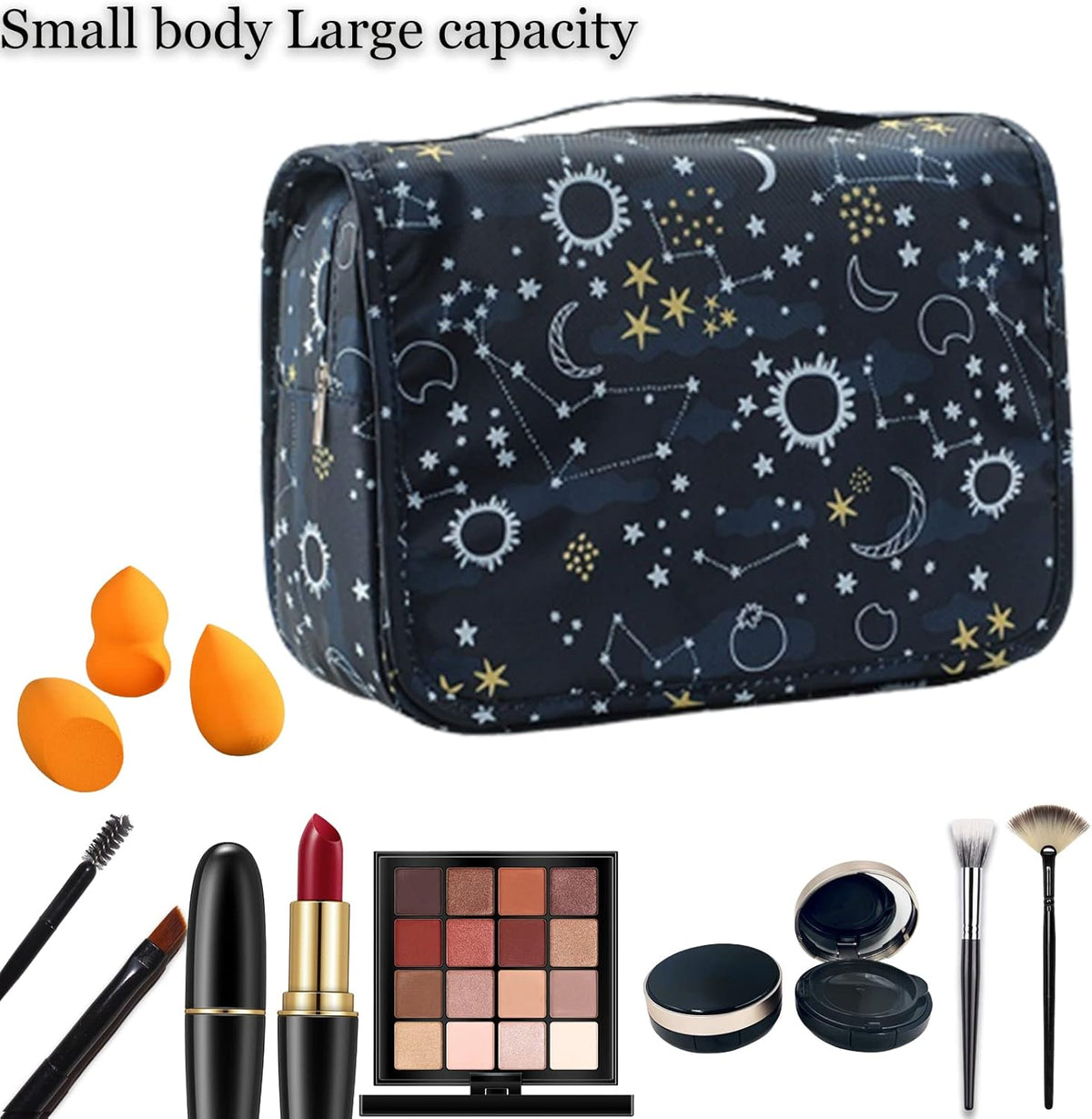 Hanging Travel Toiletry Bag Women's Cosmetic Organizer Makeup Pouch Men's Shaving Kits With Handle (Yellow Lemon)
