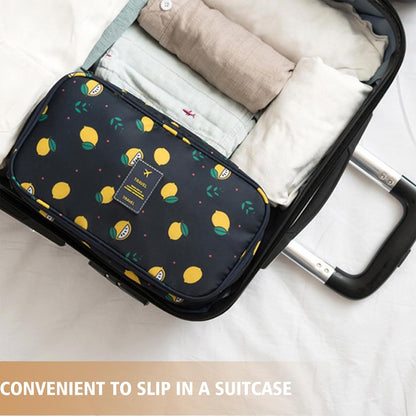 Hanging Travel Toiletry Bag Women's Cosmetic Organizer Makeup Pouch Men's Shaving Kits With Handle (Yellow Lemon)