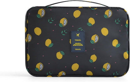 Hanging Travel Toiletry Bag Women's Cosmetic Organizer Makeup Pouch Men's Shaving Kits With Handle (Yellow Lemon)