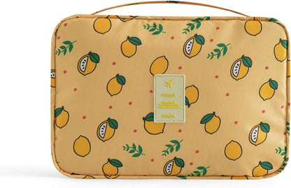 Hanging Travel Toiletry Bag Women's Cosmetic Organizer Makeup Pouch Men's Shaving Kits With Handle (Yellow Lemon)