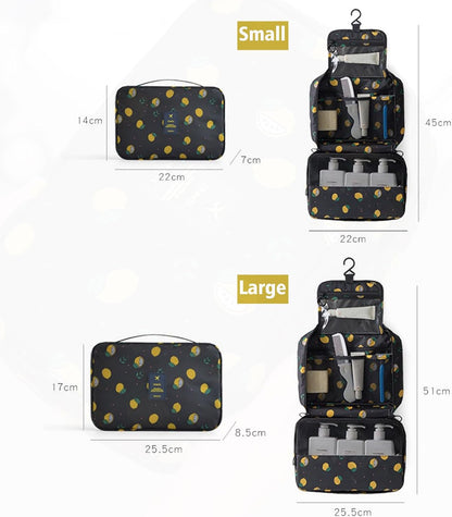 Hanging Travel Toiletry Bag Women's Cosmetic Organizer Makeup Pouch Men's Shaving Kits With Handle (Yellow Lemon)