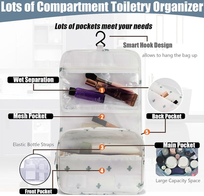 Hanging Travel Toiletry Bag Women's Cosmetic Organizer Makeup Pouch Men's Shaving Kits With Handle (Yellow Lemon)