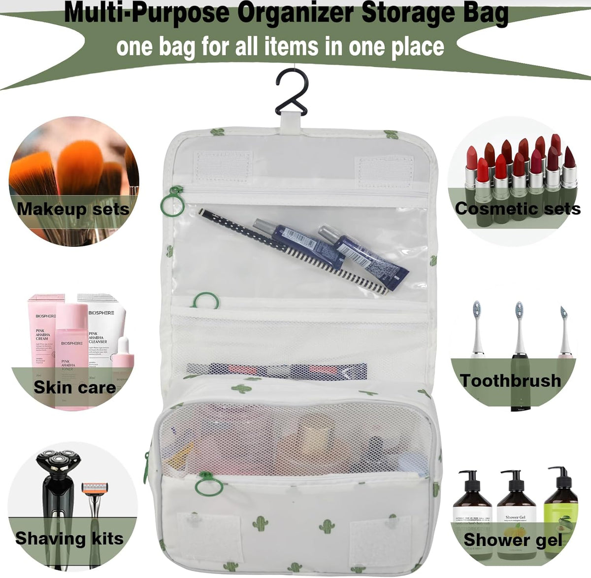Hanging Travel Toiletry Bag Women's Cosmetic Organizer Makeup Pouch Men's Shaving Kits With Handle (Yellow Lemon)