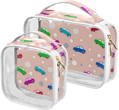 Colorful Truck Dot Toiletry Bag Travel Makeup Organizer Cosmetic Bags Clear Pouch Waterproof with Handle for Men Women