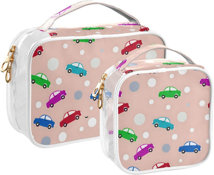 Colorful Truck Dot Toiletry Bag Travel Makeup Organizer Cosmetic Bags Clear Pouch Waterproof with Handle for Men Women