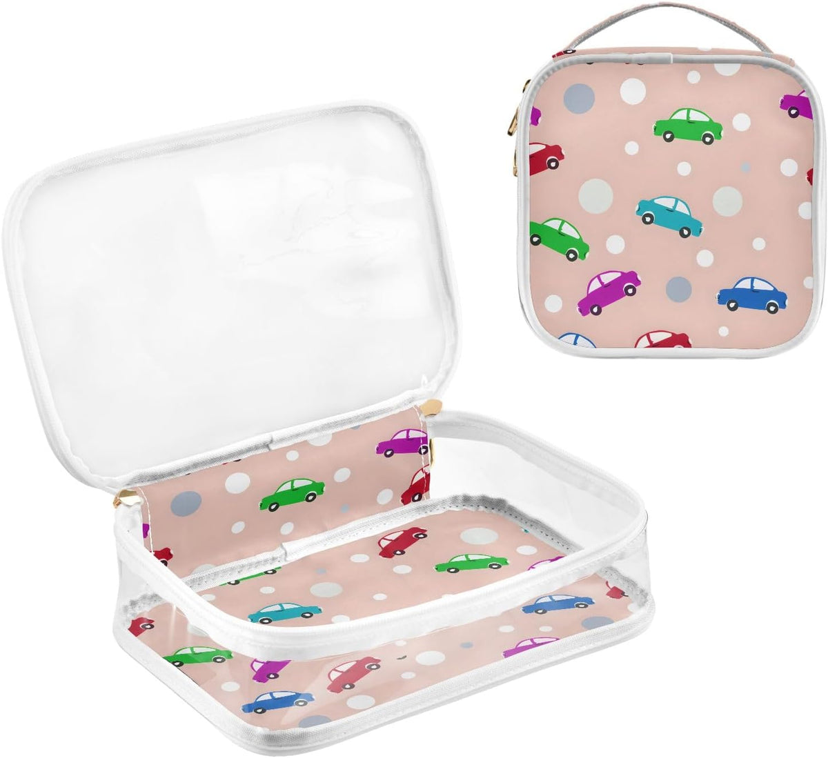 Colorful Truck Dot Toiletry Bag Travel Makeup Organizer Cosmetic Bags Clear Pouch Waterproof with Handle for Men Women