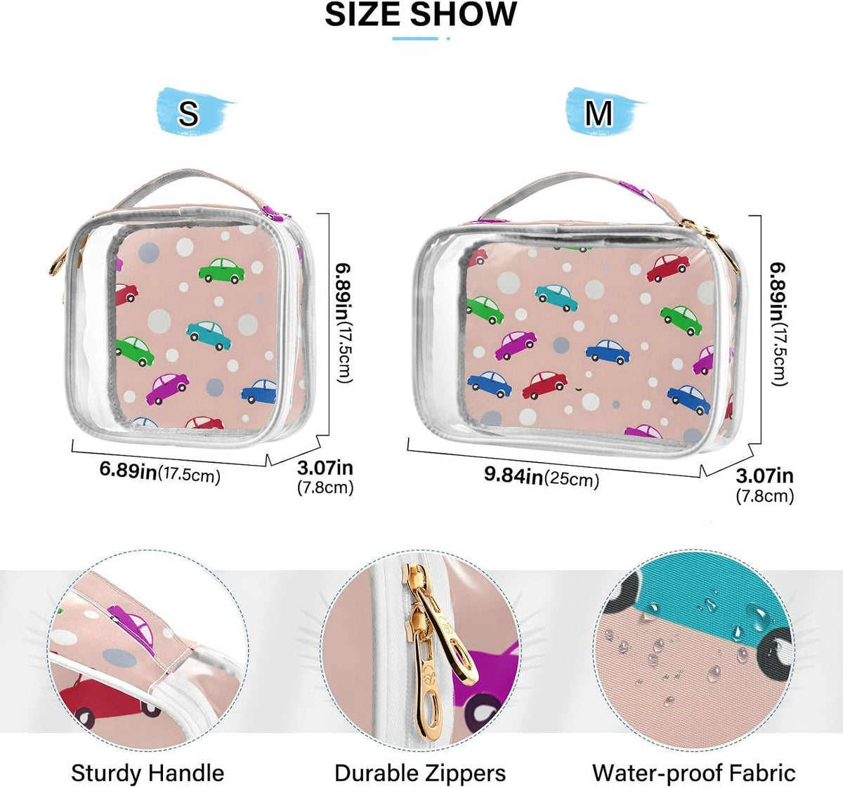 Colorful Truck Dot Toiletry Bag Travel Makeup Organizer Cosmetic Bags Clear Pouch Waterproof with Handle for Men Women