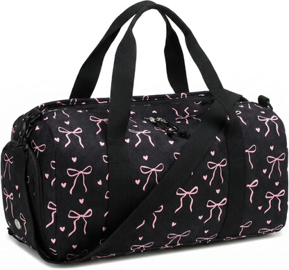Gym Bag Sports Duffle Bag with Wet Pocket Weekender Overnight Bag with Waterproof Shoe Pouch and Air Hole for Girls Kids Women Travel Foldable Bag