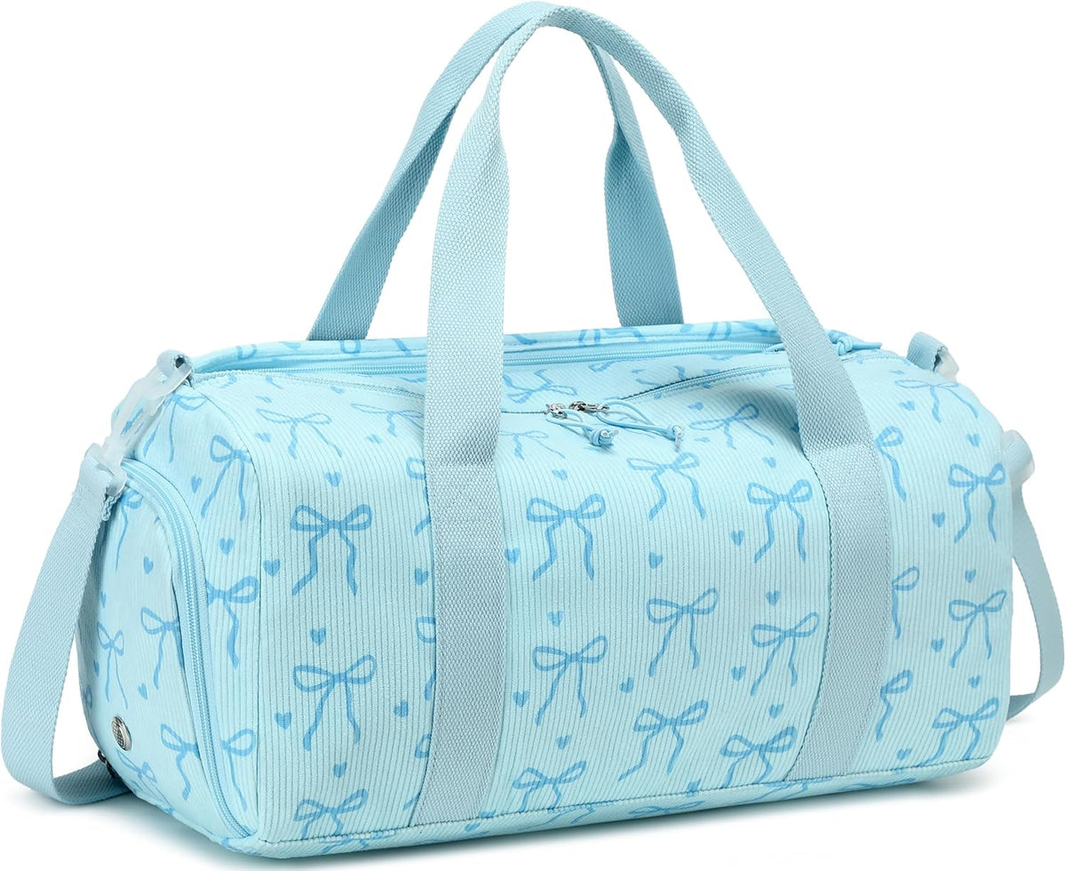 Gym Bag Sports Duffle Bag with Wet Pocket Weekender Overnight Bag with Waterproof Shoe Pouch and Air Hole for Girls Kids Women Travel Foldable Bag