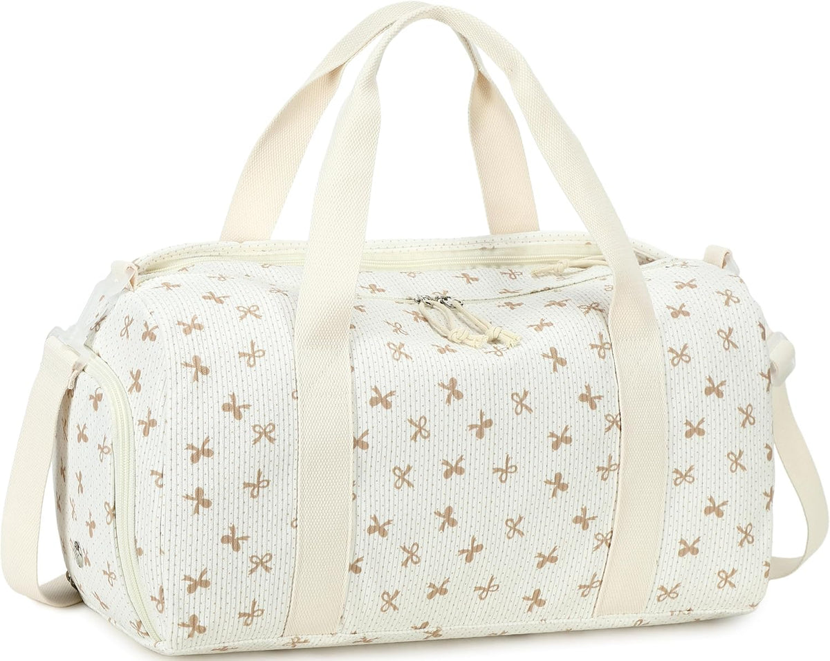Gym Bag Sports Duffle Bag with Wet Pocket Weekender Overnight Bag with Waterproof Shoe Pouch and Air Hole for Girls Kids Women Travel Foldable Bag