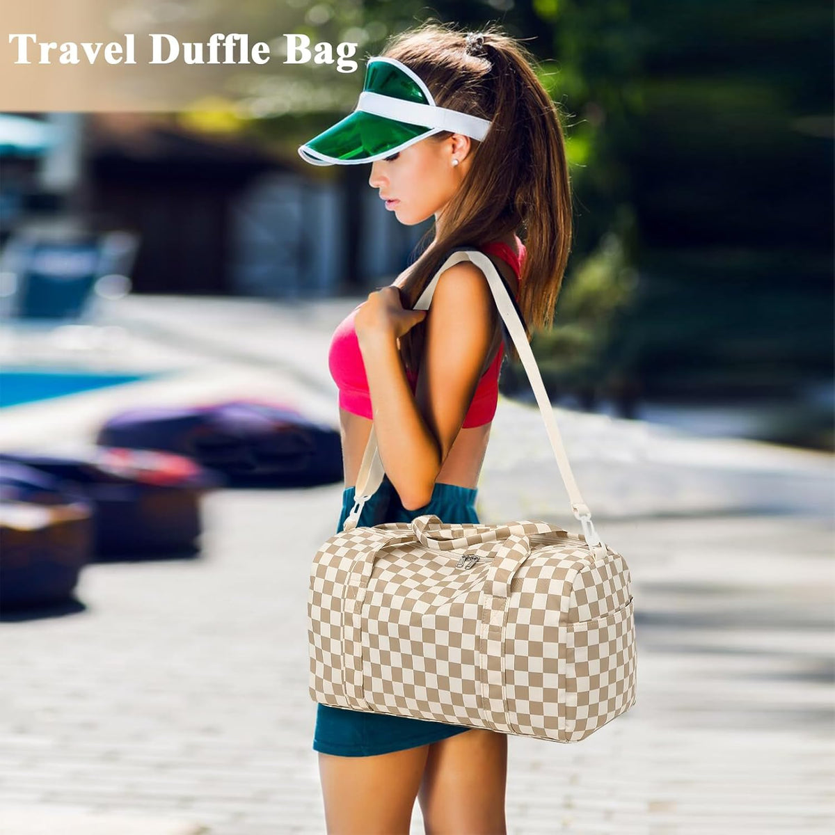 Gym Bag Sports Duffle Bag with Wet Pocket Weekender Overnight Bag with Waterproof Shoe Pouch and Air Hole for Girls Kids Women Travel Foldable Bag