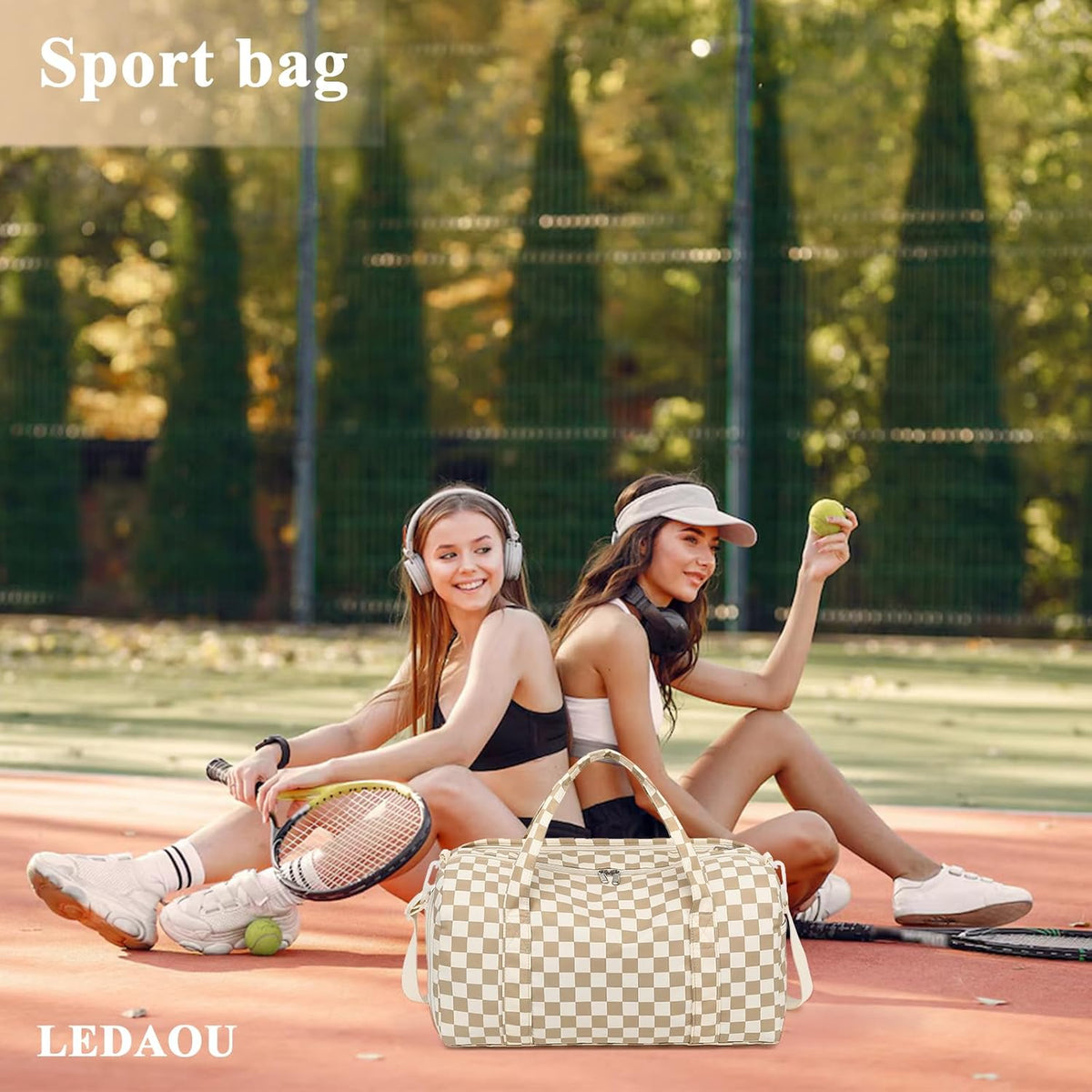 Gym Bag Sports Duffle Bag with Wet Pocket Weekender Overnight Bag with Waterproof Shoe Pouch and Air Hole for Girls Kids Women Travel Foldable Bag