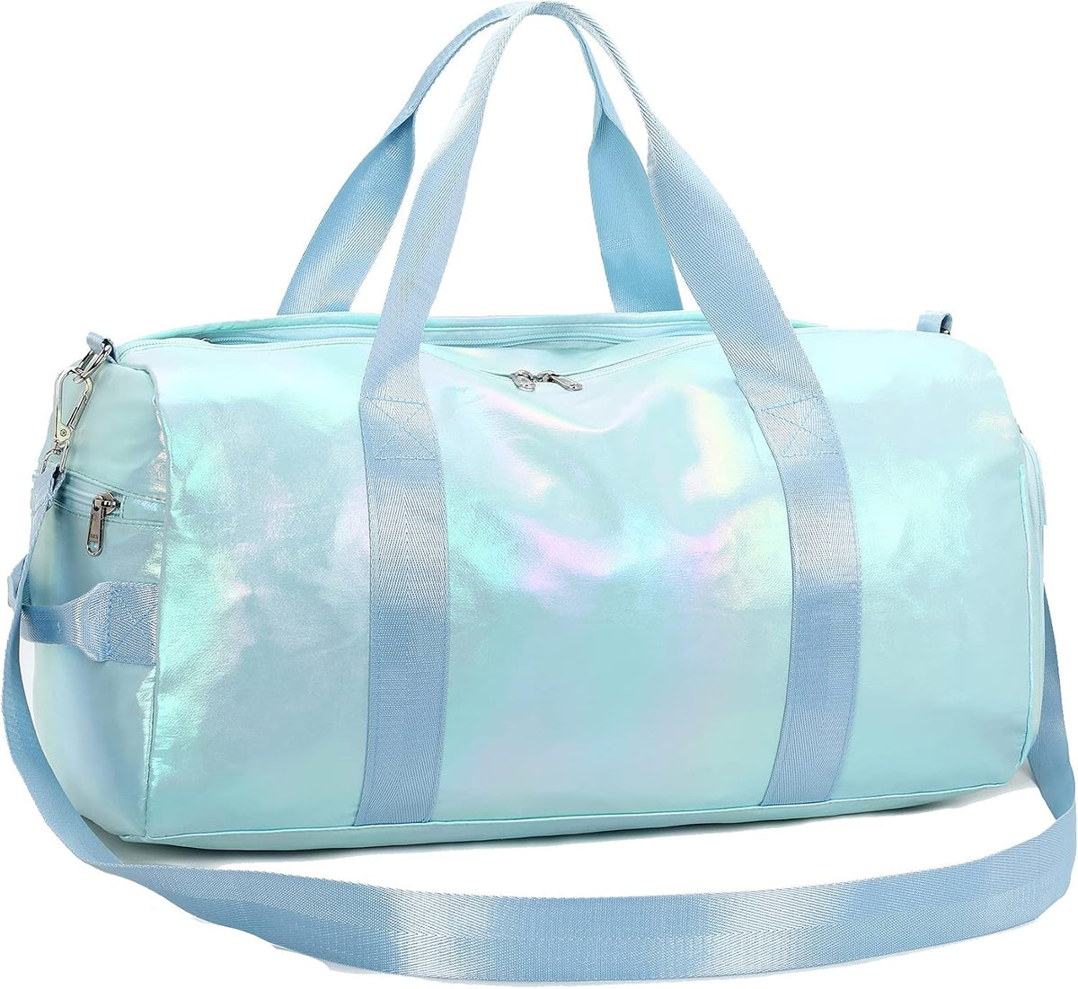 Gym Bag Sports Duffle Bag with Wet Pocket Weekender Overnight Bag with Waterproof Shoe Pouch and Air Hole for Girls Kids Women Travel Foldable Bag