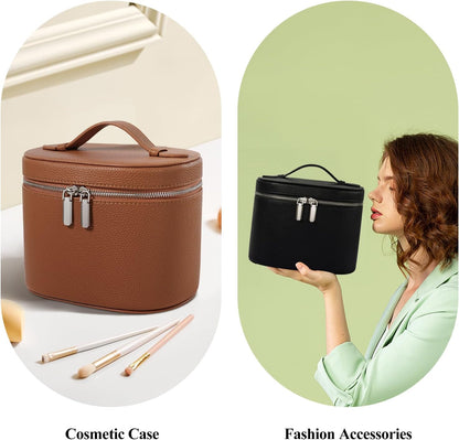 Makeup Bag, Travel Make up Case with Compartments and Handle, Portable Cosmetic Organizer Bags,Toiletry Bag for Women