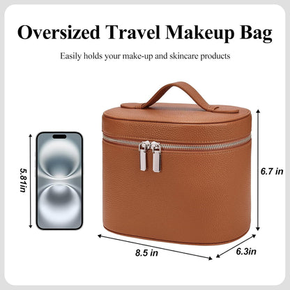 Makeup Bag, Travel Make up Case with Compartments and Handle, Portable Cosmetic Organizer Bags,Toiletry Bag for Women