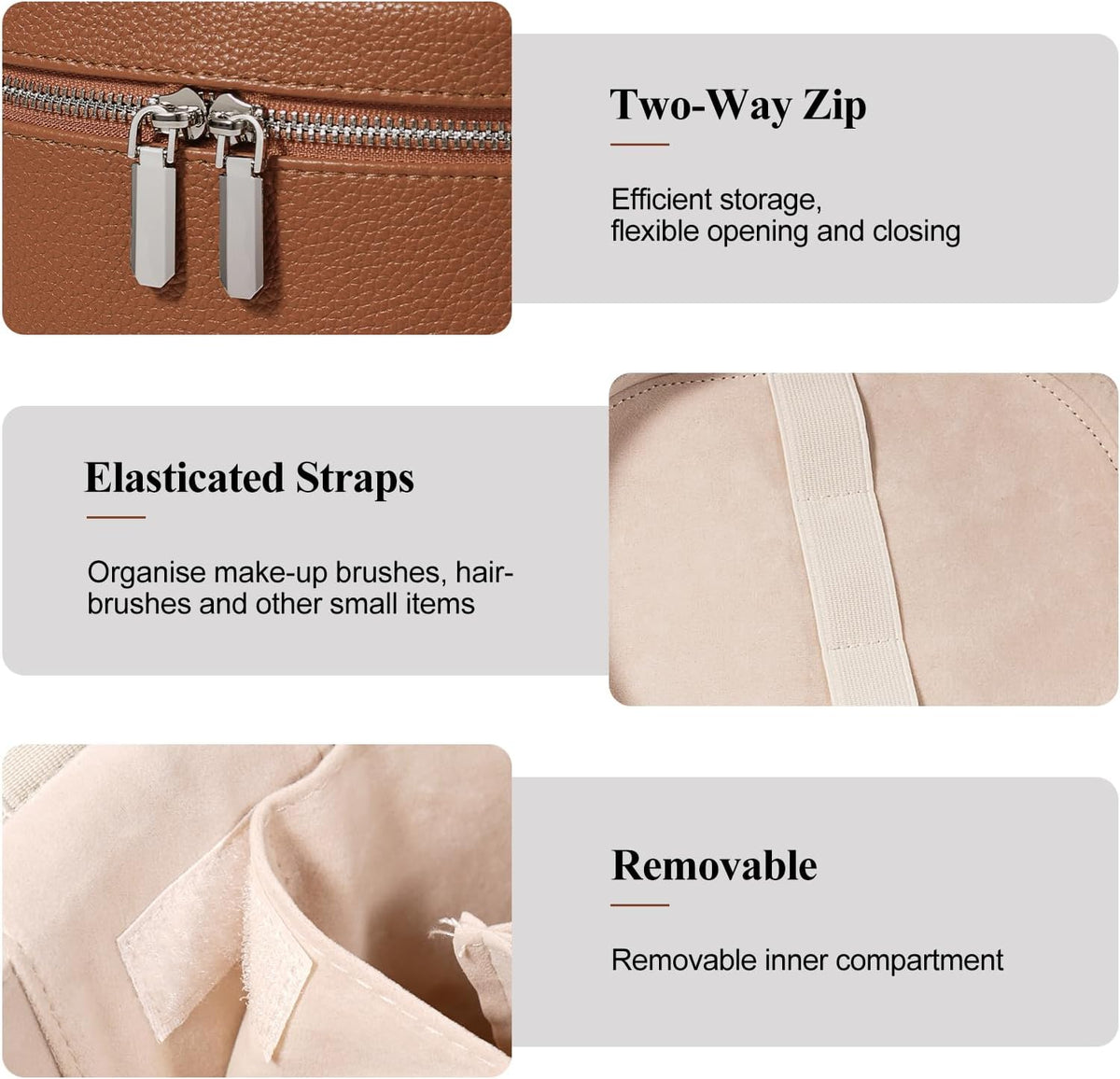 Makeup Bag, Travel Make up Case with Compartments and Handle, Portable Cosmetic Organizer Bags,Toiletry Bag for Women