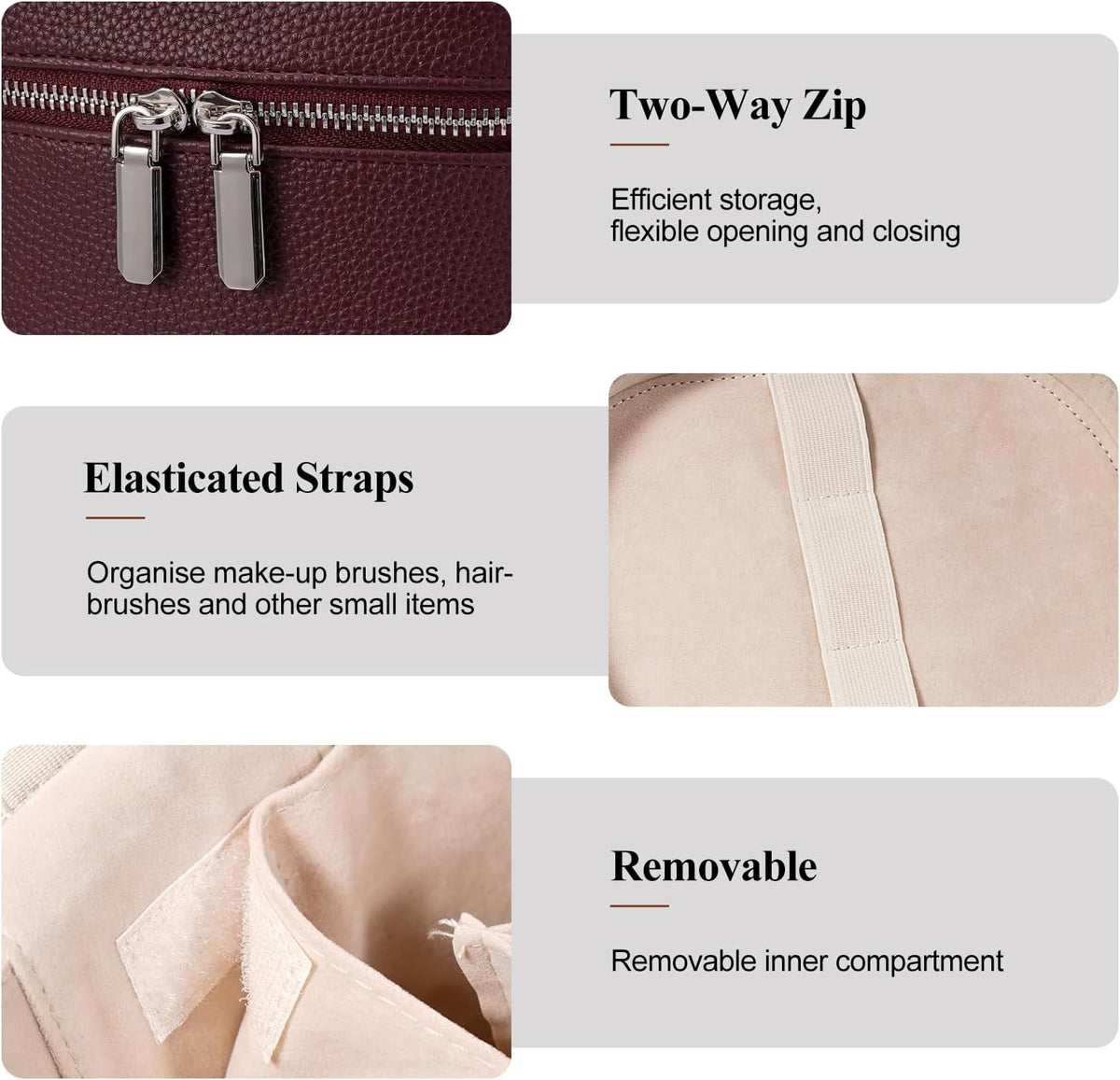 Makeup Bag, Travel Make up Case with Compartments and Handle, Portable Cosmetic Organizer Bags,Toiletry Bag for Women
