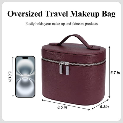 Makeup Bag, Travel Make up Case with Compartments and Handle, Portable Cosmetic Organizer Bags,Toiletry Bag for Women
