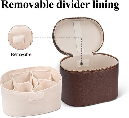 Makeup Bag, Travel Make up Case with Compartments and Handle, Portable Cosmetic Organizer Bags,Toiletry Bag for Women