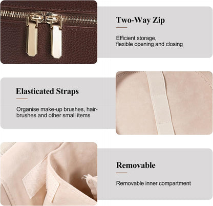 Makeup Bag, Travel Make up Case with Compartments and Handle, Portable Cosmetic Organizer Bags,Toiletry Bag for Women