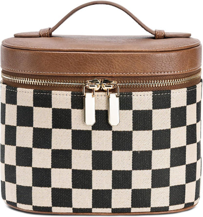 Makeup Bag, Travel Make up Case with Compartments and Handle, Portable Cosmetic Organizer Bags,Toiletry Bag for Women