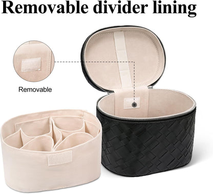 Makeup Bag, Travel Make up Case with Compartments and Handle, Portable Cosmetic Organizer Bags,Toiletry Bag for Women