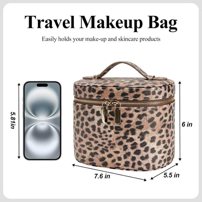 Makeup Bag, Travel Make up Case with Compartments and Handle, Portable Cosmetic Organizer Bags,Toiletry Bag for Women
