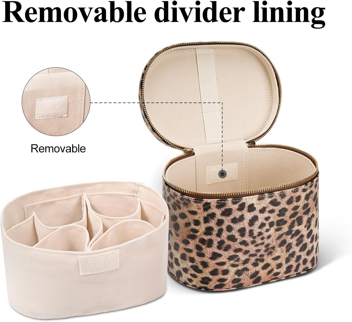 Makeup Bag, Travel Make up Case with Compartments and Handle, Portable Cosmetic Organizer Bags,Toiletry Bag for Women