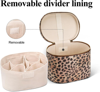Makeup Bag, Travel Make up Case with Compartments and Handle, Portable Cosmetic Organizer Bags,Toiletry Bag for Women
