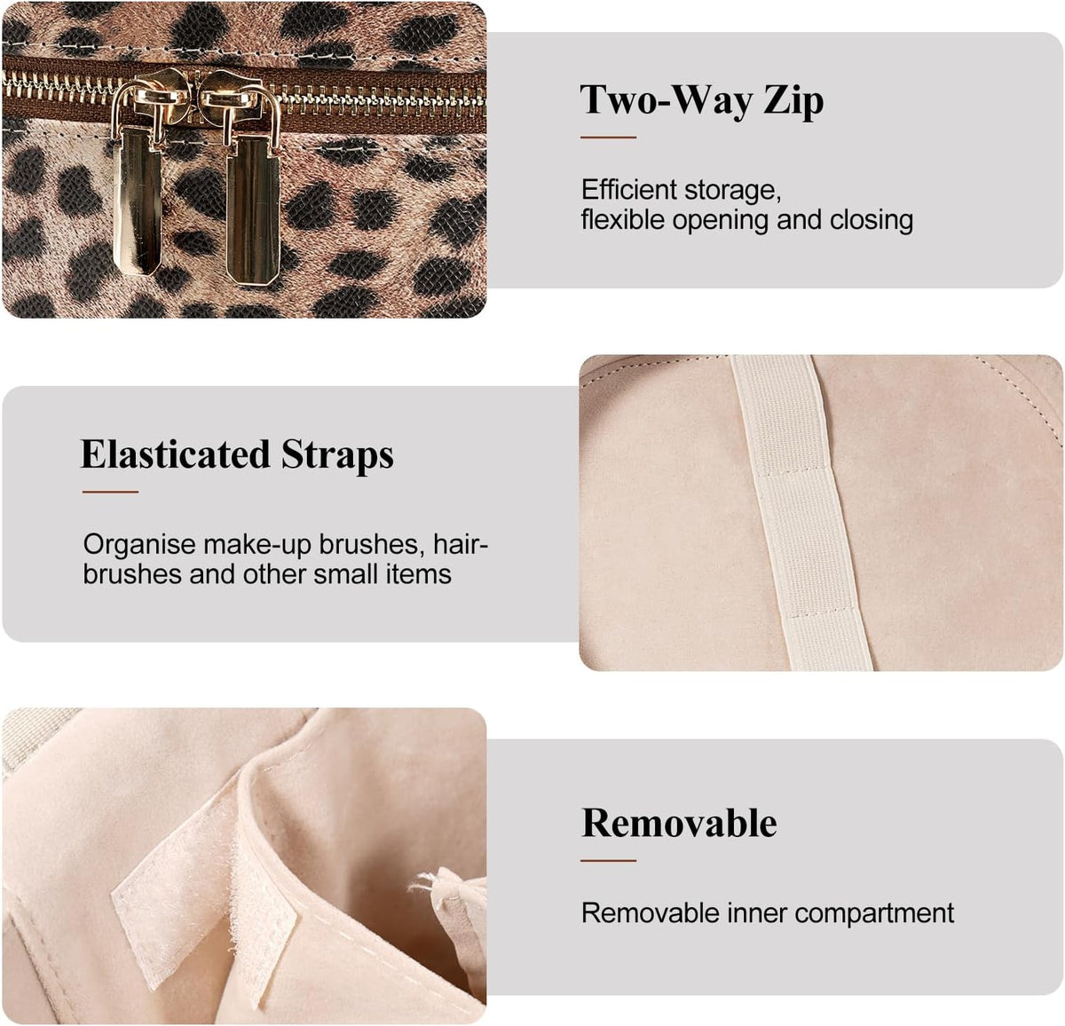 Makeup Bag, Travel Make up Case with Compartments and Handle, Portable Cosmetic Organizer Bags,Toiletry Bag for Women