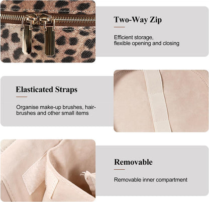 Makeup Bag, Travel Make up Case with Compartments and Handle, Portable Cosmetic Organizer Bags,Toiletry Bag for Women