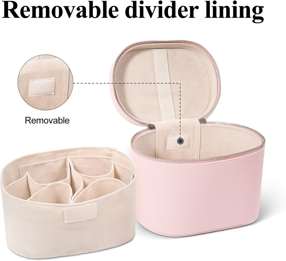 Makeup Bag, Travel Make up Case with Compartments and Handle, Portable Cosmetic Organizer Bags,Toiletry Bag for Women
